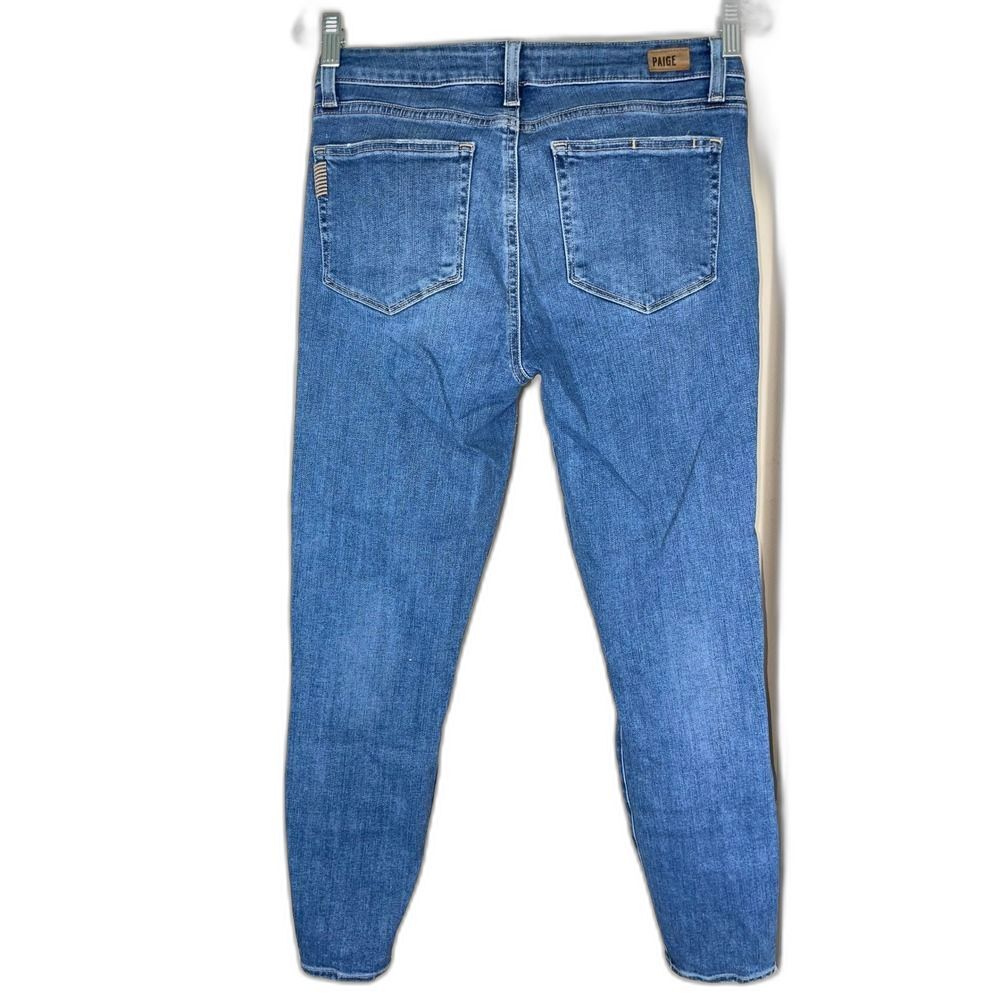Paige Verdugo Crop Jeans W/29 Blue Bree Destructed 1948F50-046 - Picture 3 of 14